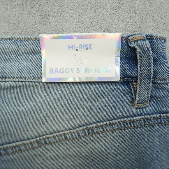 TinselTown Jeans Women's 7 High-Rise Baggy Straight 32.5" Inseam Distressed NWT - Picture 11 of 15